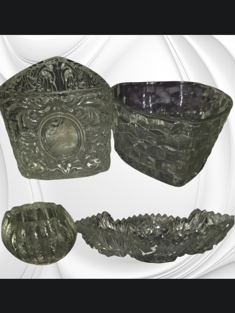 Clear Pressed Glass Decorative Bowls & Trinket Holders